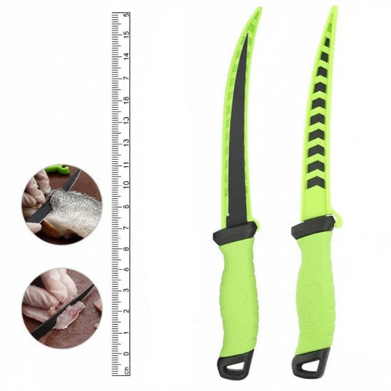 couteau de cuisine spécial poisson vert fluo