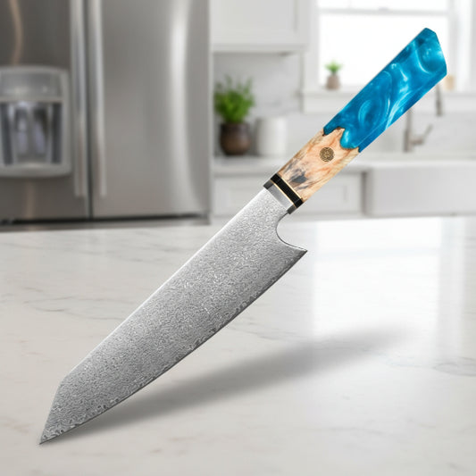 couteau santoku bleu ciel
