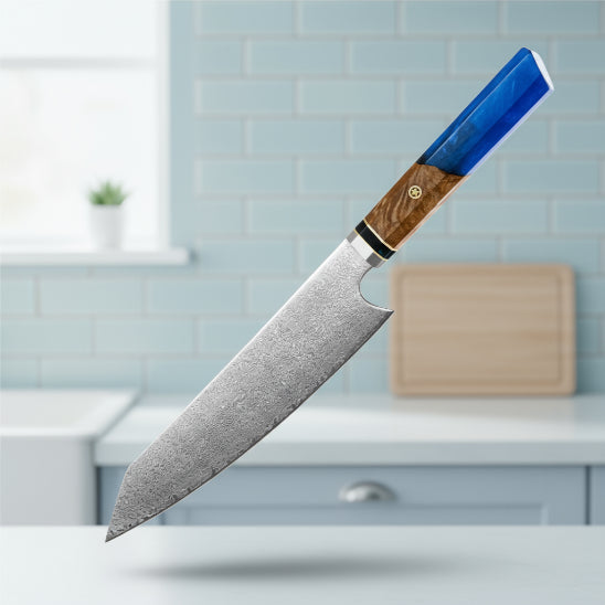 couteau santoku bleu sable