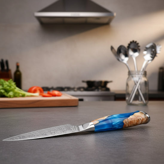 couteau santoku manche sable eau
