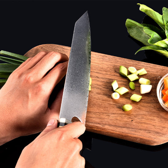 couteau santoku poireaux