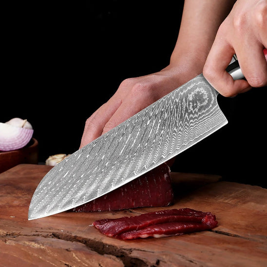couteau santoku rouge viande