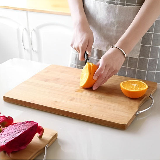 planche a decouper bois orange en tranche