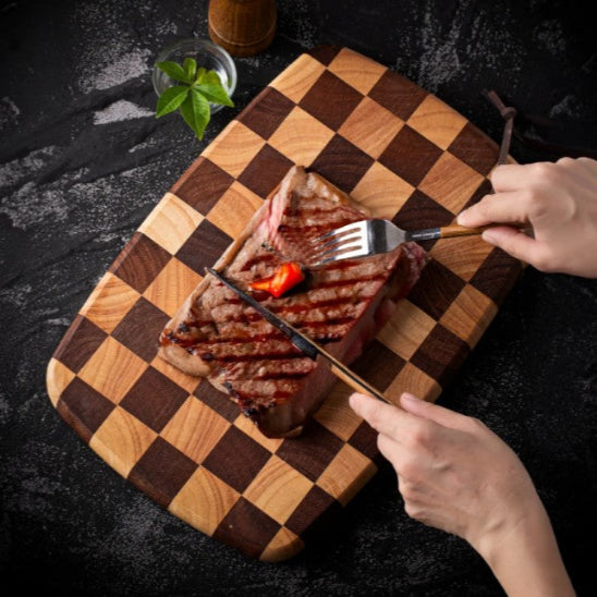 planche a decouper damier tranche viande
