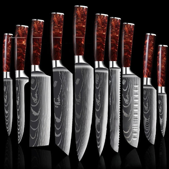 set de couteaux de cuisine marron