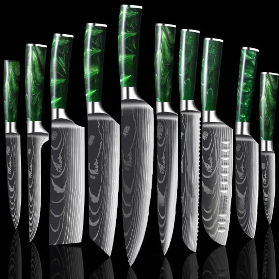 set de couteaux de cuisine vert