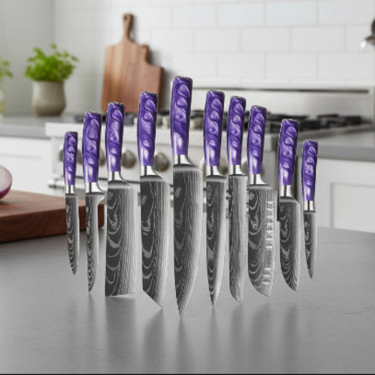 set de couteaux de cuisine violet