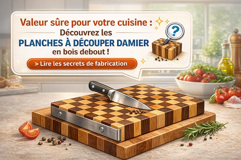 Saviez vous que la planche à découper damier est en bois debout ?