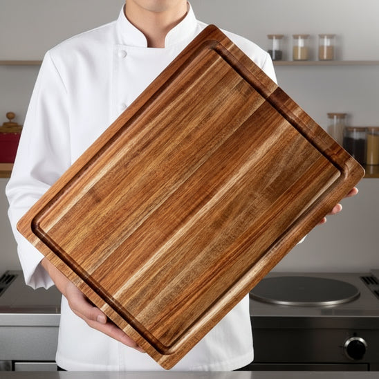 Grande planche à découper acacia xxl présentation en cuisine 
