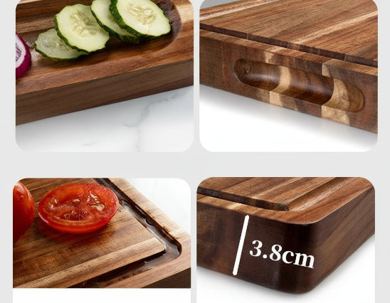 Grande planche à découper acacia xxl quatre zooms