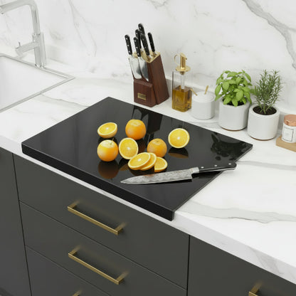 Planche a decouper acrylique noir orange posees