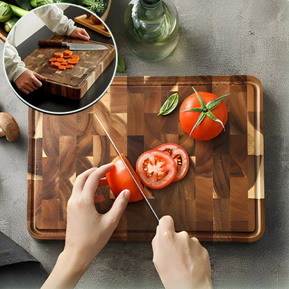 Planche à découper bois epaisse tomates