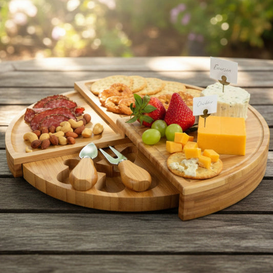 Plateau charcuterie fromage table exterieur