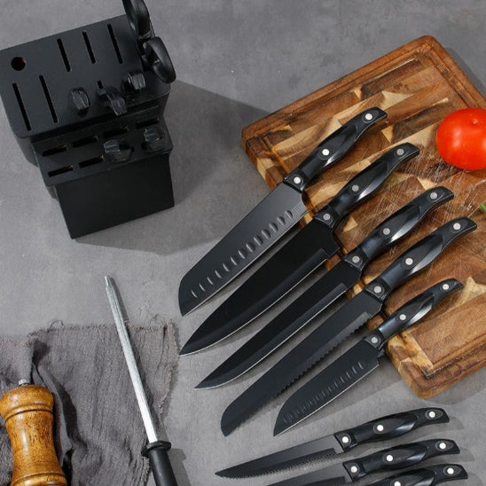 Set de couteaux de cuisine noir