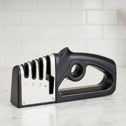 affuteur couteau noir et gris métallique