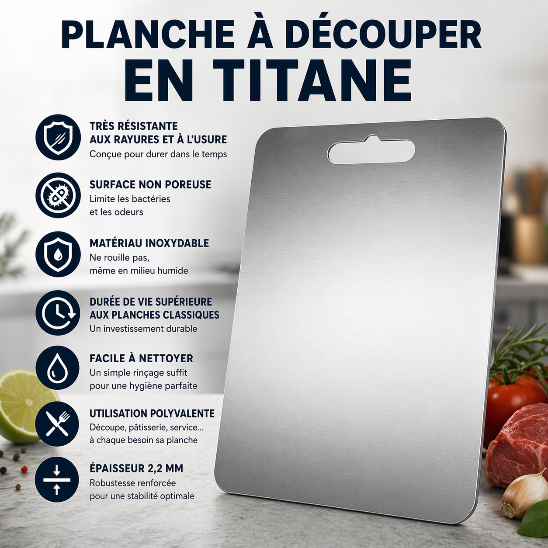 avantages planche à découper en titane résistante antibactérienne durable