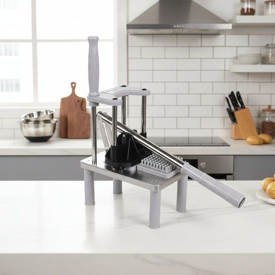 coupe frite manuel sur pieds gris