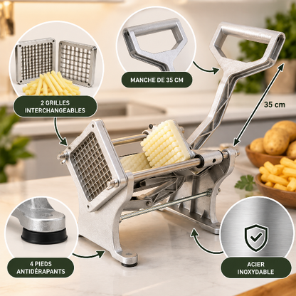 Coupe frite professionnel Frit'Force avec 2 grilles interchangeables, manche de 35 cm, acier inoxydable et pieds antidérapants