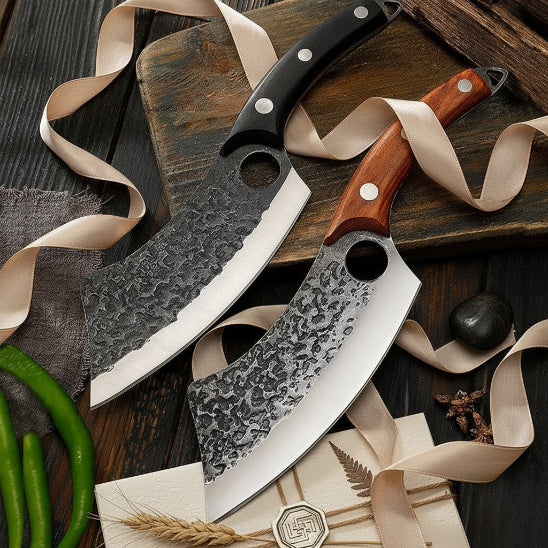 couteau japonais haut de gamme couperet bois noir marron