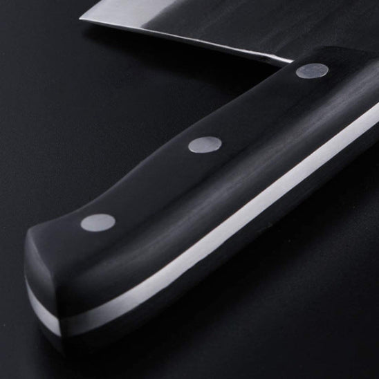 couperet de boucher forgé manche en bois noir