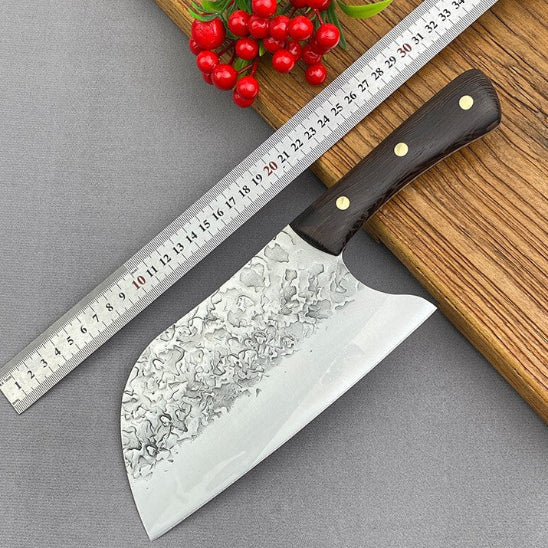 couperet de cuisine avec lame martelée