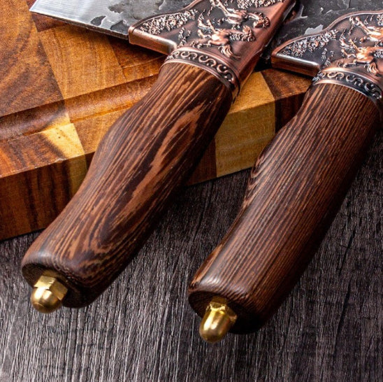 couteau de chef manche bois naturel