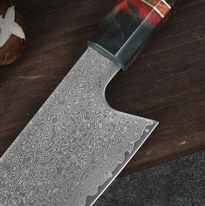 couteau de cuisine japonais lame effet damas japonais