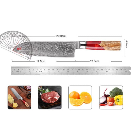 couteau santoku avec lame en acier damas