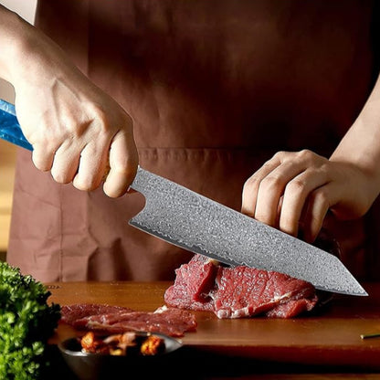 couteau santoku bleu