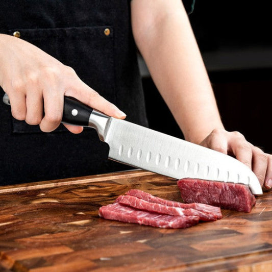 couteau santoku manche noir et gris