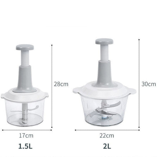 hachoir manuel à poussoir gris
