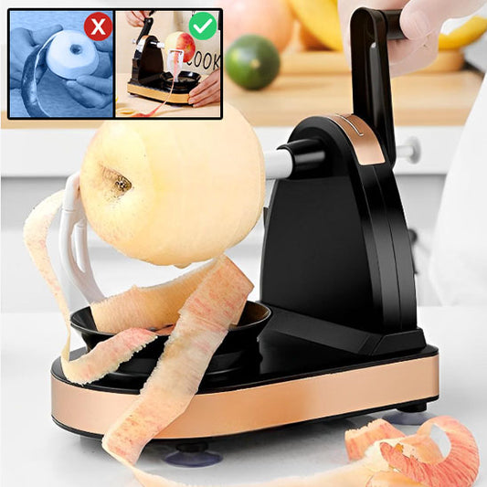 homme utilise eplucheur pomme facilement