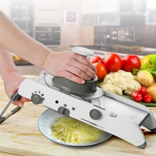 mandoline cuisine avec protège doigts gris
