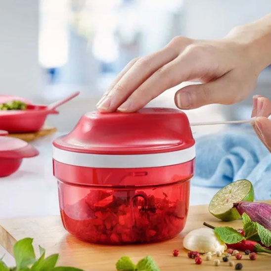 mini hachoir rouge ficelle tirée