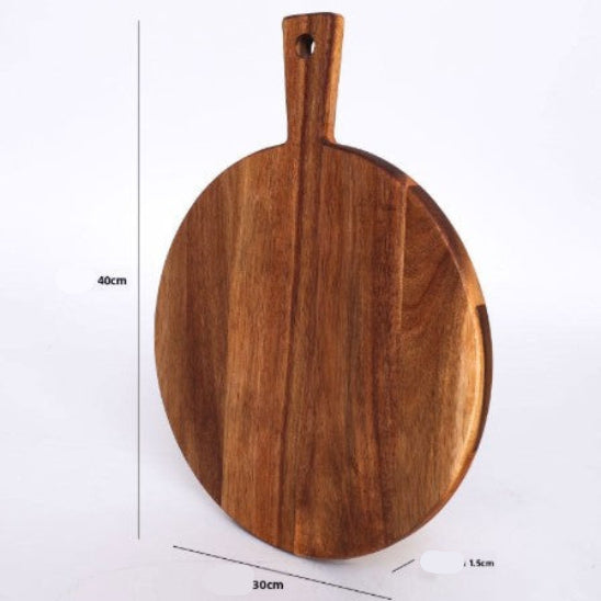planche à découper en bois en bois d'acacia en forme de cercle