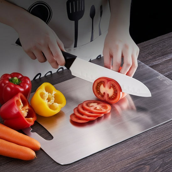 planche a decouper inox decoupe tomate