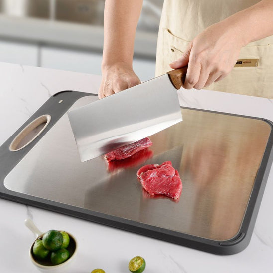 planche à découper inox recto verso paille