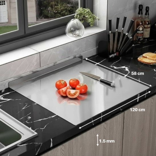 planche à découper inox un bord arrondi