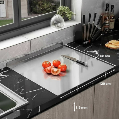 planche à découper inox un bord arrondi