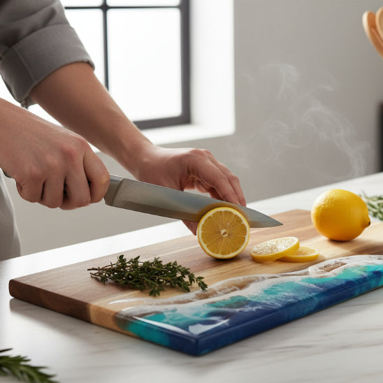 planche a decouper resine epoxy citrons