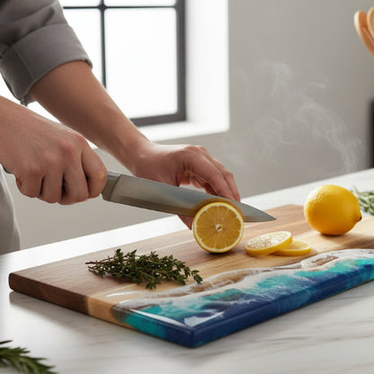 planche a decouper resine epoxy citrons