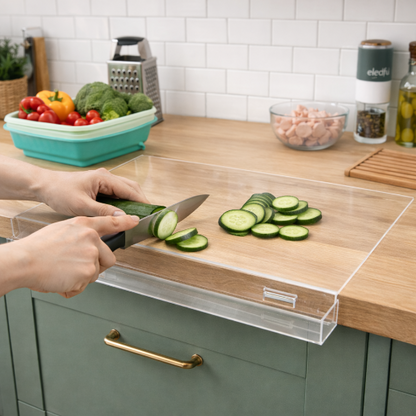 planche à découper sur plan de travail concombre