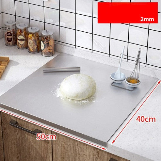 planche à découper sur plan de travail en inox 40x50x2