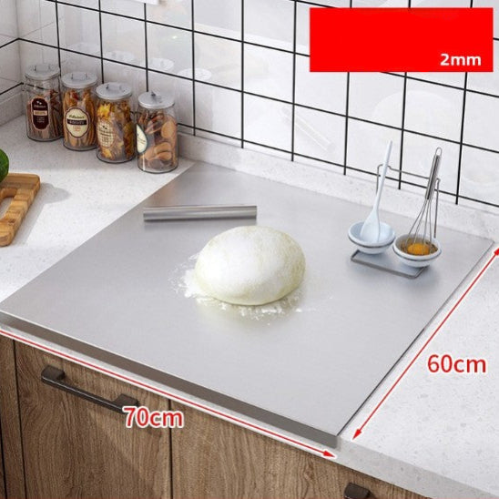 planche à découper sur plan de travail en inox 70x60x2