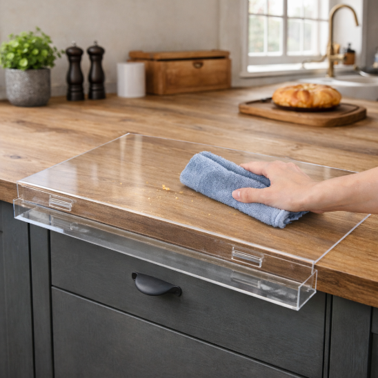 planche à découper sur plan de travail essui