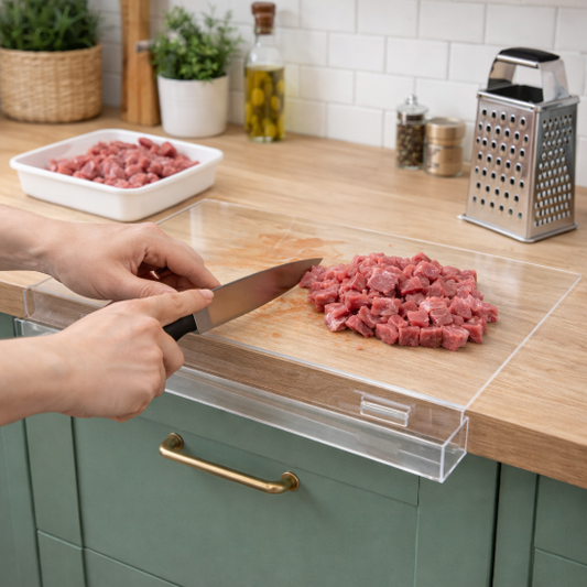 planche à découper sur plan de travail viande boeuf