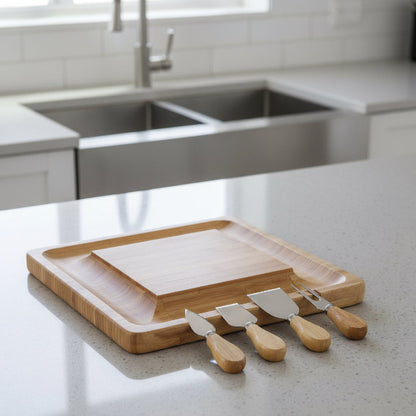 planche à fromage bois 4 ustensiles