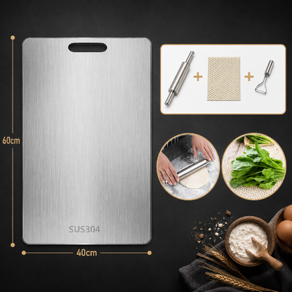 Planche inox cuisine 60x40 cm en inox 304 alimentaire avec accessoires complets pour la pâtisserie et la préparation culinaire