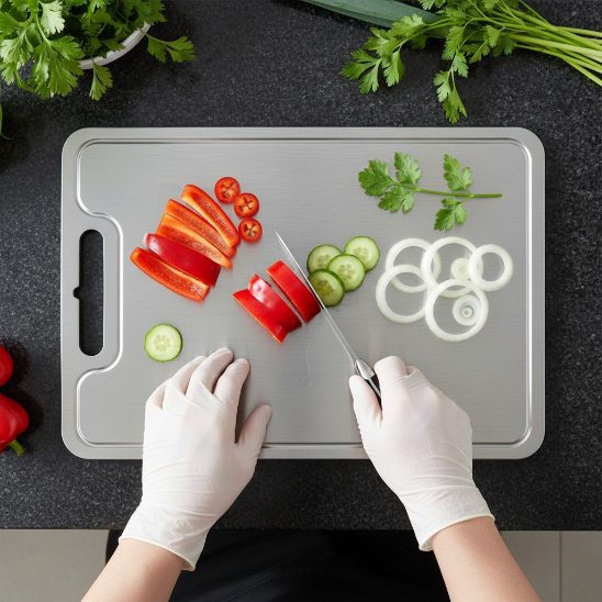 planche inox cuisine légumes de saisons