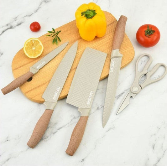 set de couteau de cuisine beige